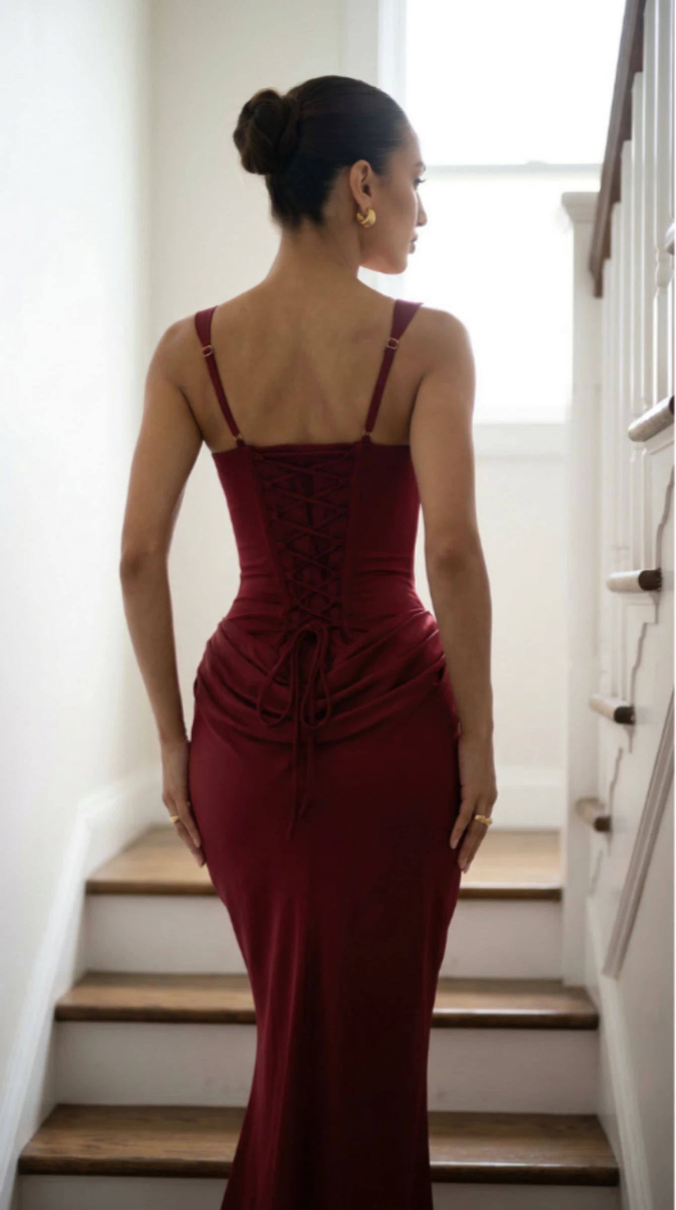 Lang bordeauxrood jurk – photo 2